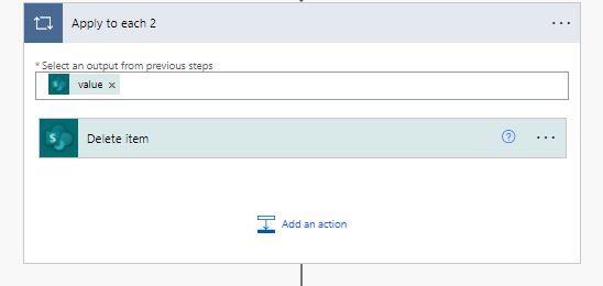 SharePoint Connector apply to each to delete items
