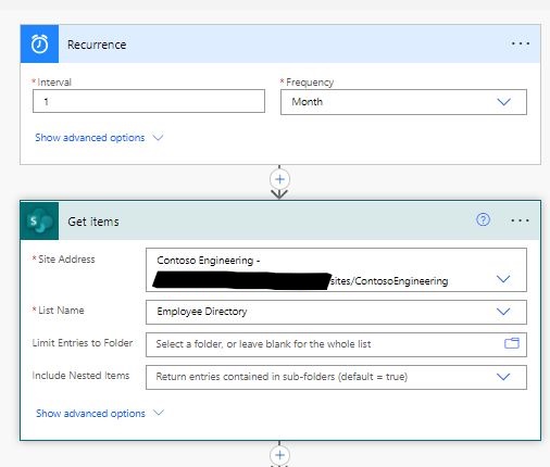 power automate flow, showing scheduled flow monthly reoccurence