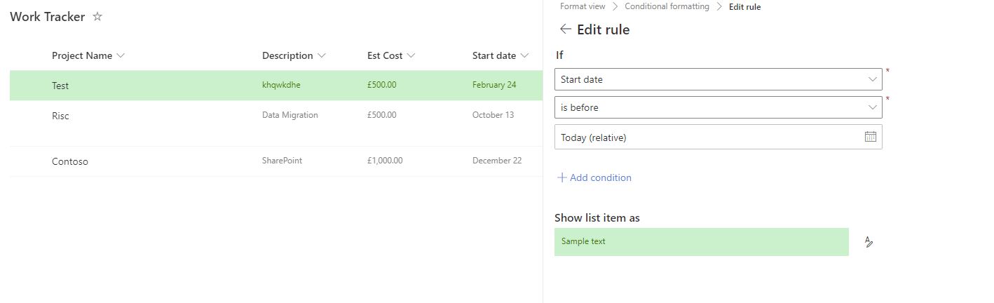 SharePoint Conditional Formatting 