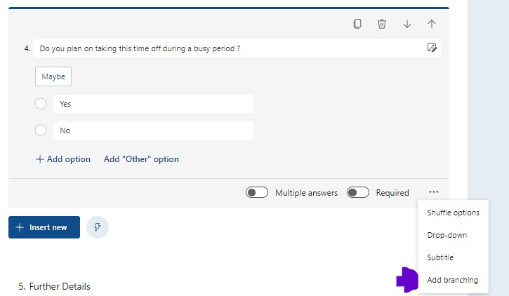 Adding Branching to Microsoft Forms