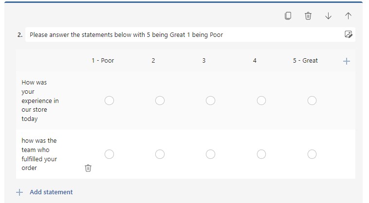 Microsoft Forms Likert Question