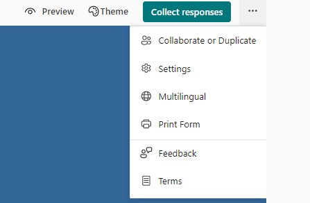 Accessing Microsoft forms settings