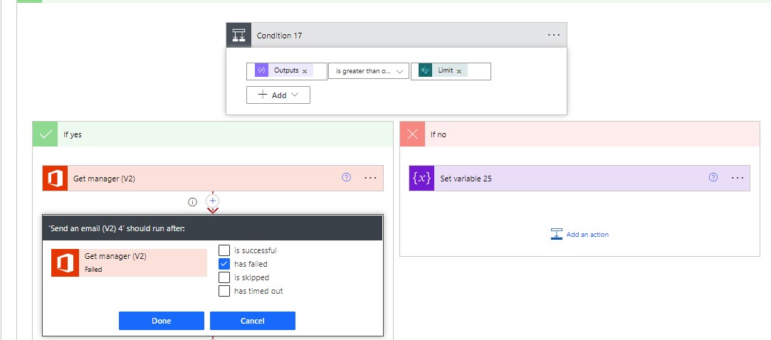 configuring run after action failed