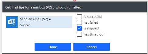 Configuring run after task has skipped