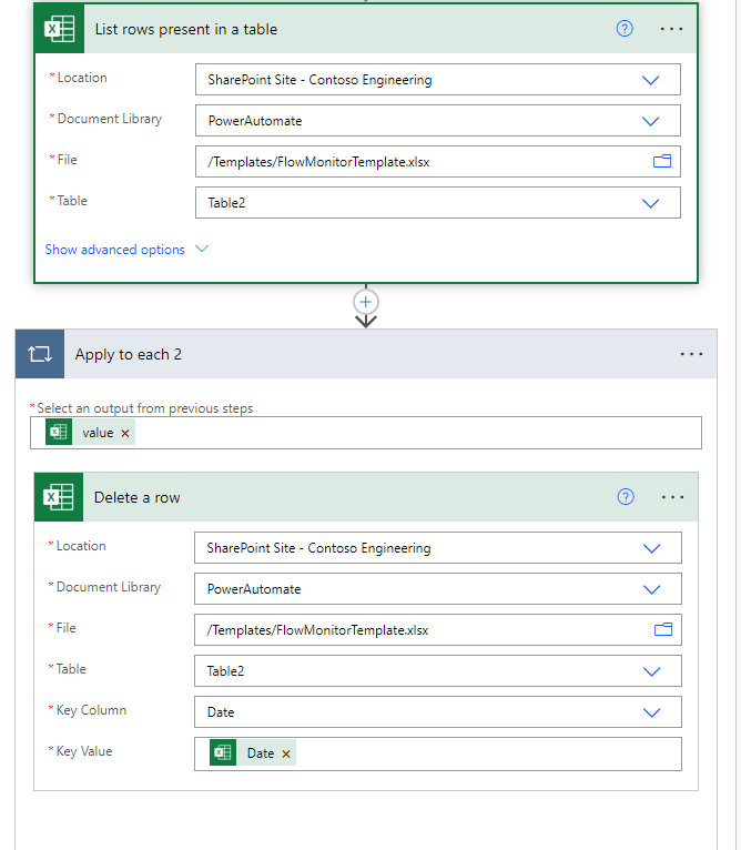 How to Clear a spreadsheet with power automate