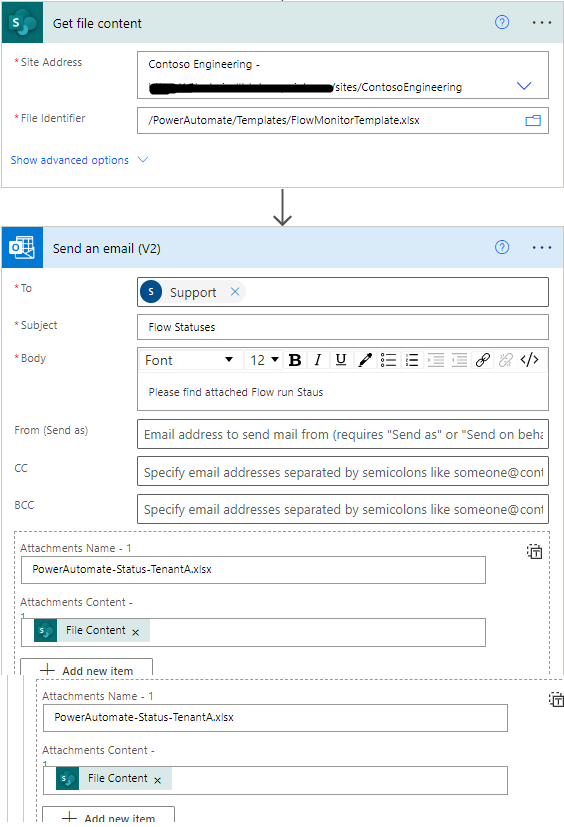 Attaching the Excel file to the email to send