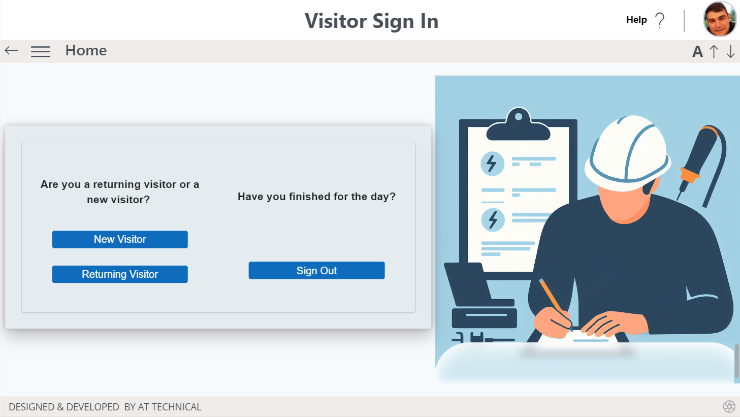 Visitor Sign in Power app Home Page