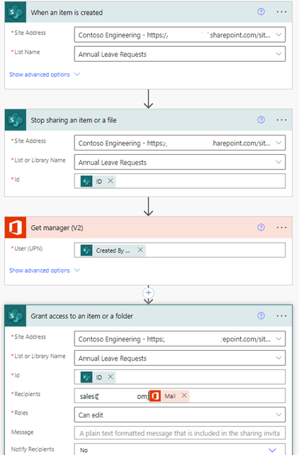 power automate to restrict item level permissions