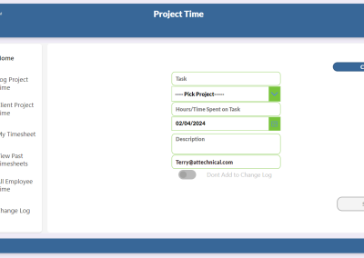 Project Time App with responsive design menu