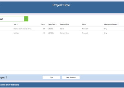 Project Time App - Manage Renewals Per client