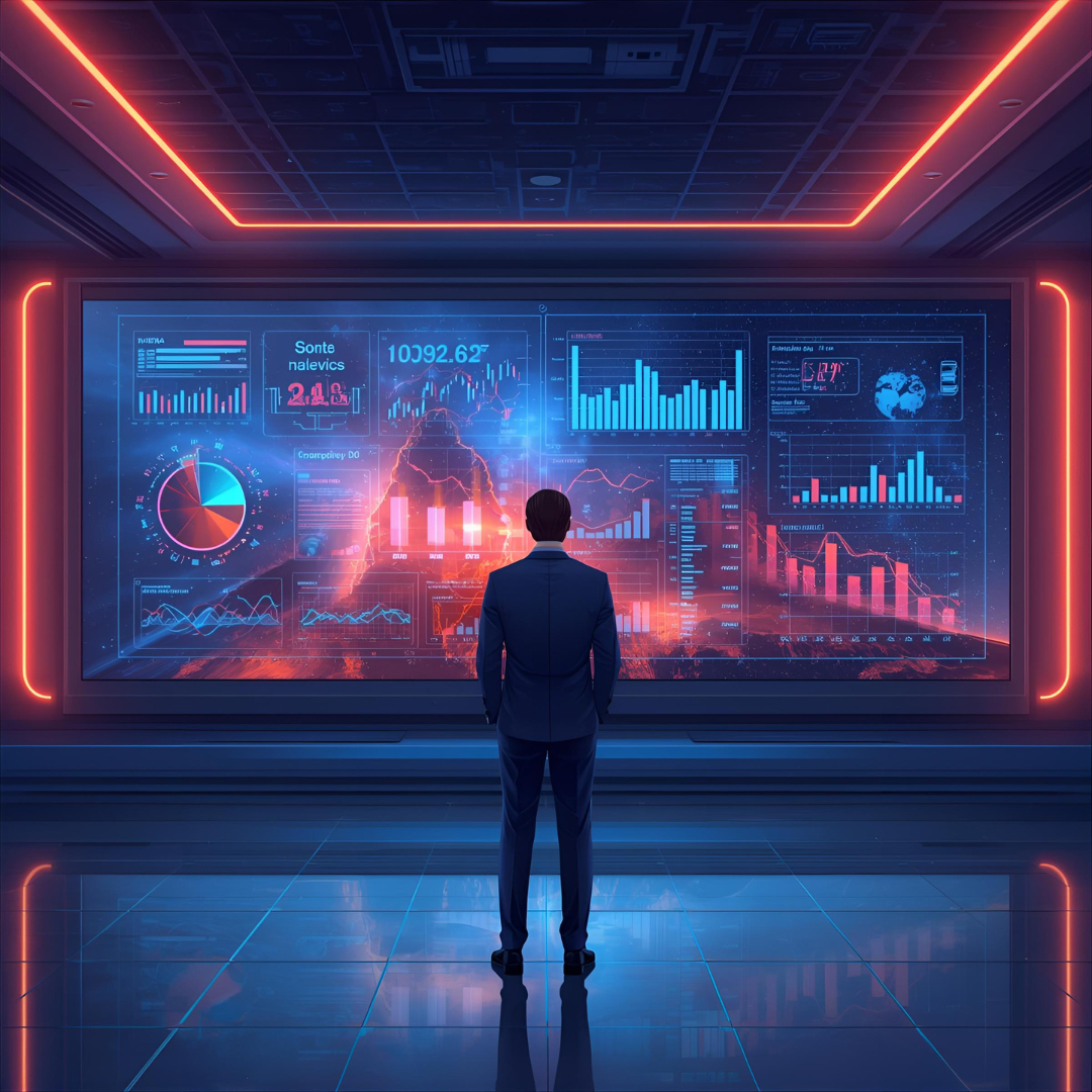 ai image person looking at scifi screen